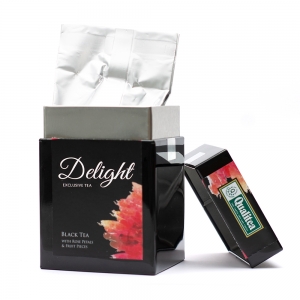 Кволіті Delight чорний чай з пелюстками троянди, фруктами та ароматом мигдалю 100 г ж/б